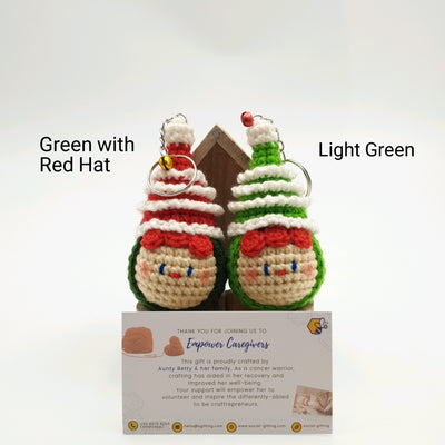 Hand Crocheted Christmas Doll Head Keyring