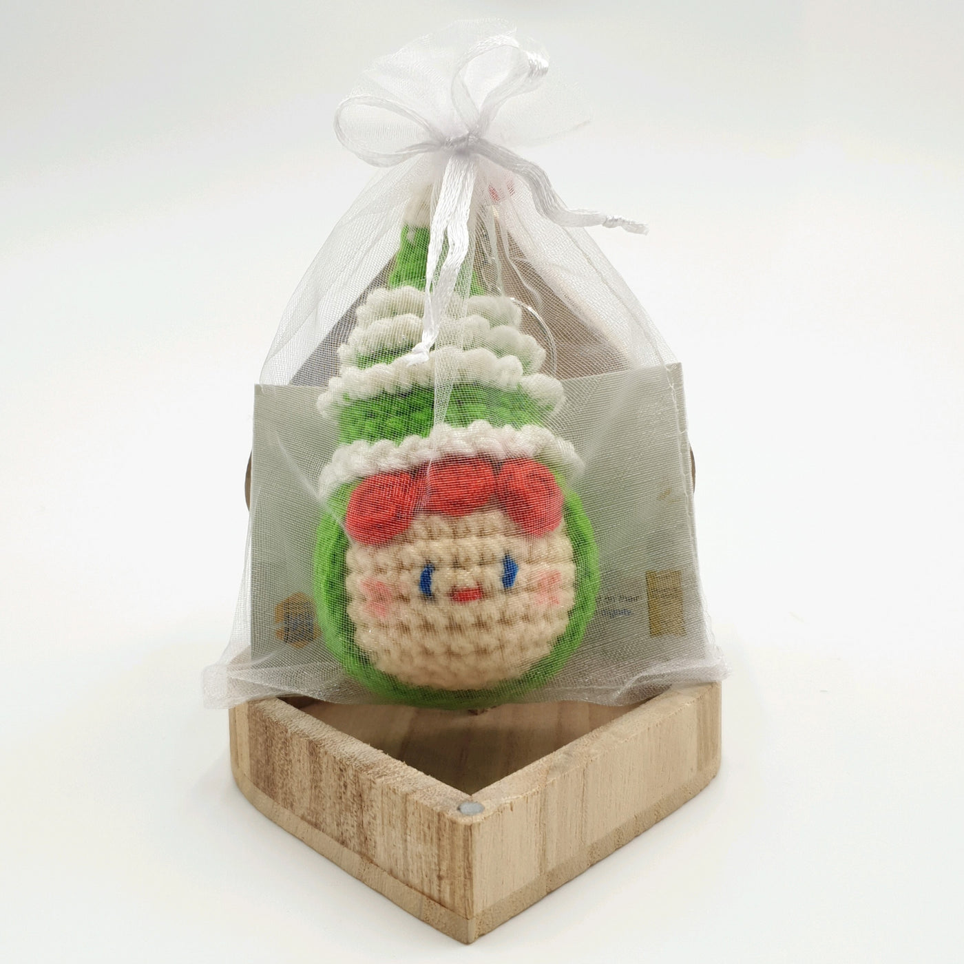 Hand Crocheted Christmas Doll Head Keyring