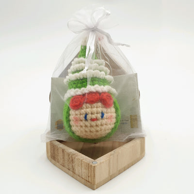 Hand Crocheted Christmas Doll Head Keyring