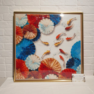 Diamond Art Koi Fishes in Gold Frame