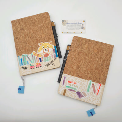 Hand-Drawn Cork Notebook with Pen