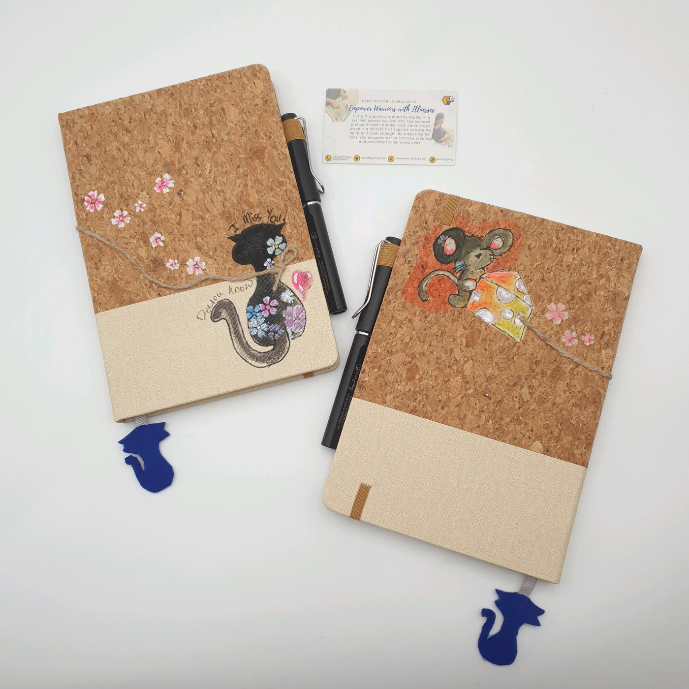 Hand-Drawn Cork Notebook with Pen