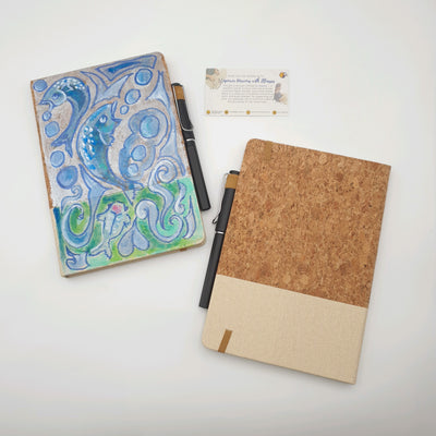 Hand-Drawn Cork Notebook with Pen