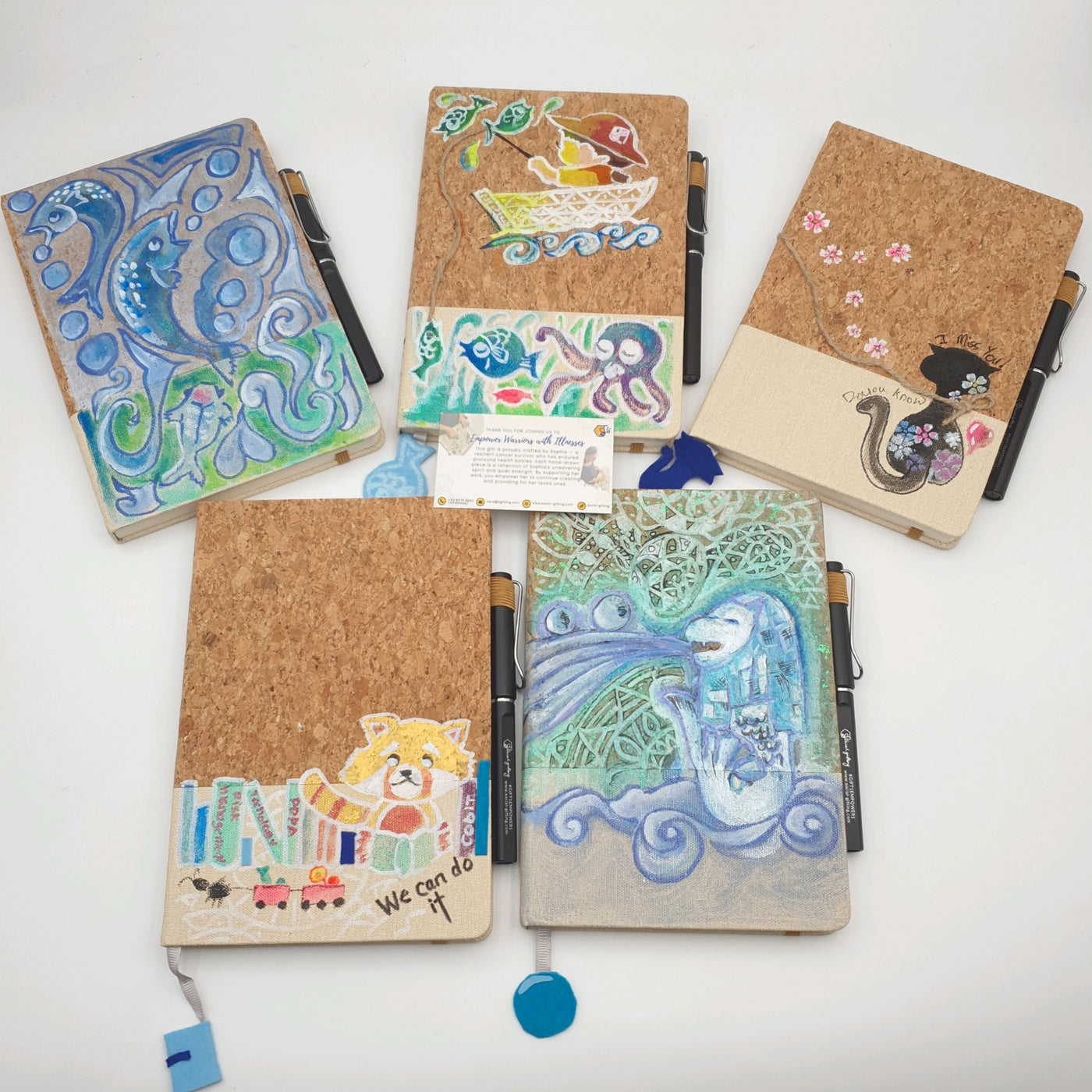 Hand-Drawn Cork Notebook with Pen