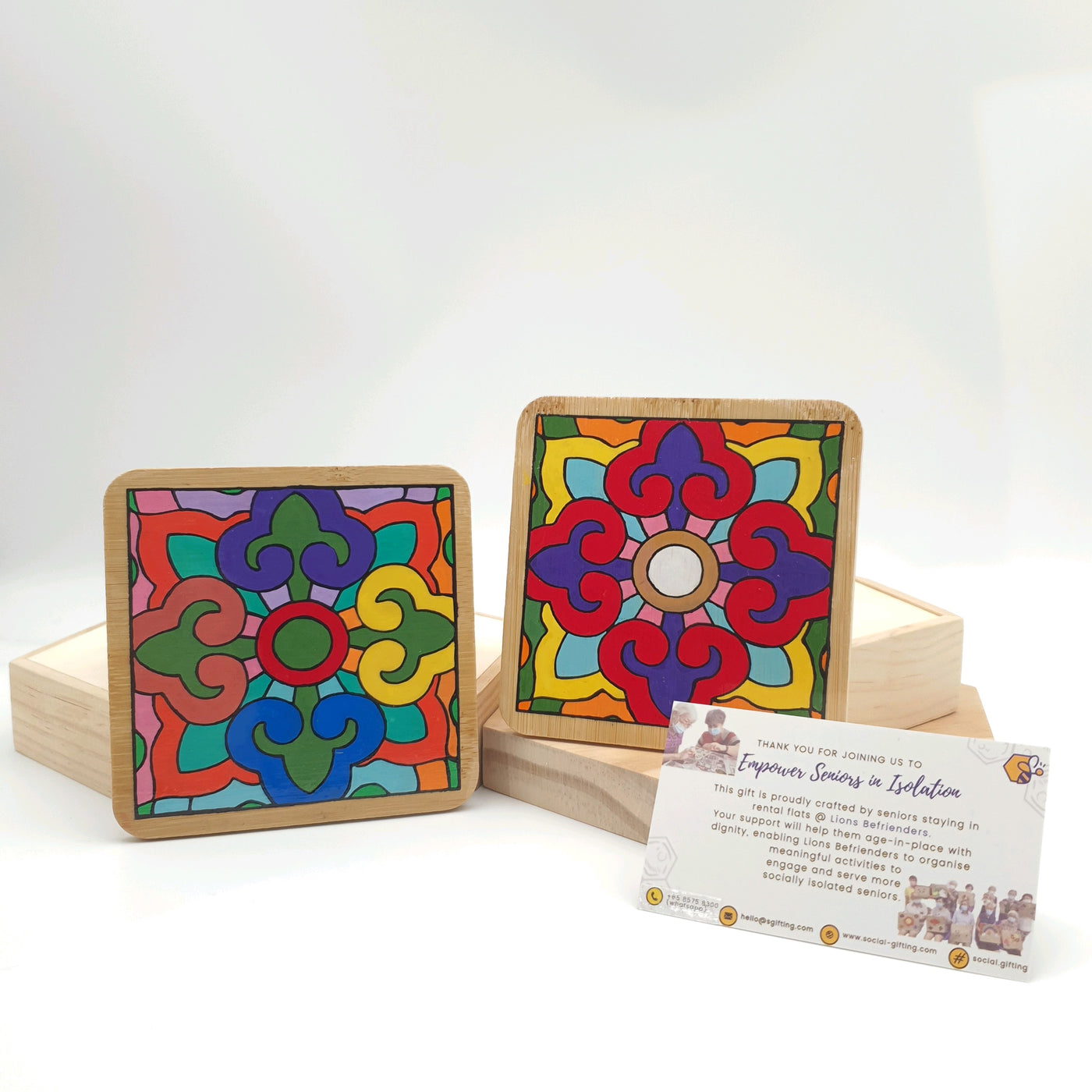 Hand-Colored Wooden Coaster