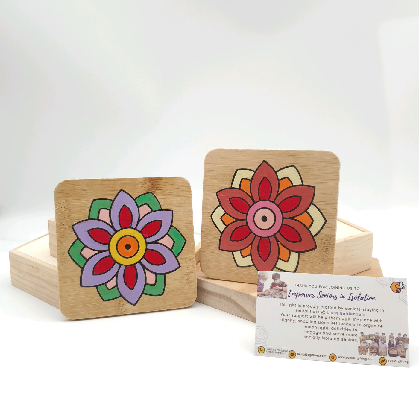 Hand-Colored Wooden Coaster