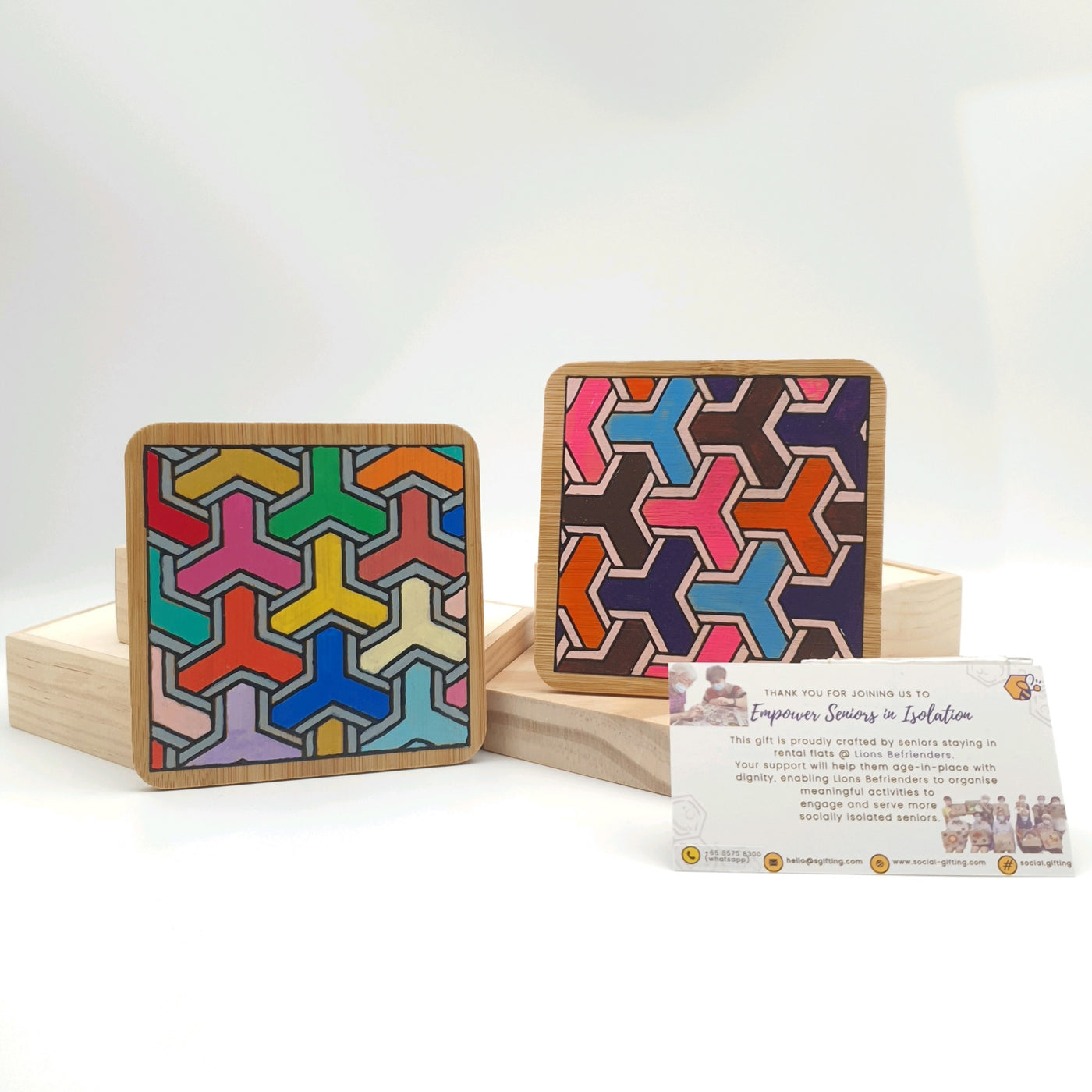 Hand-Colored Wooden Coaster