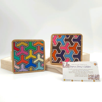 Hand-Colored Wooden Coaster