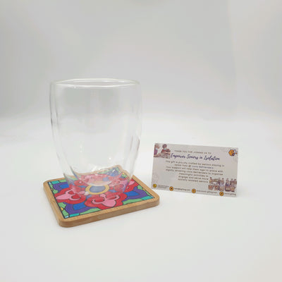 Hand-Colored Wooden Coaster