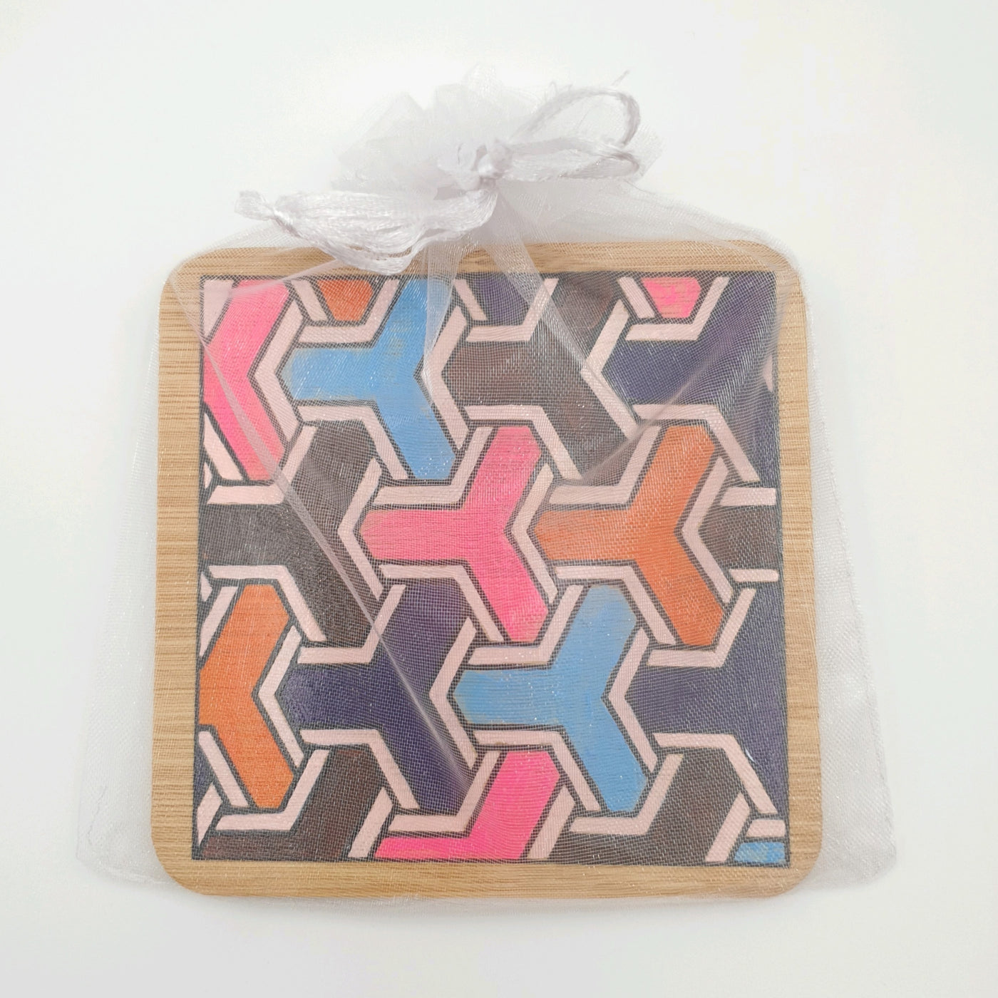 Hand-Colored Wooden Coaster