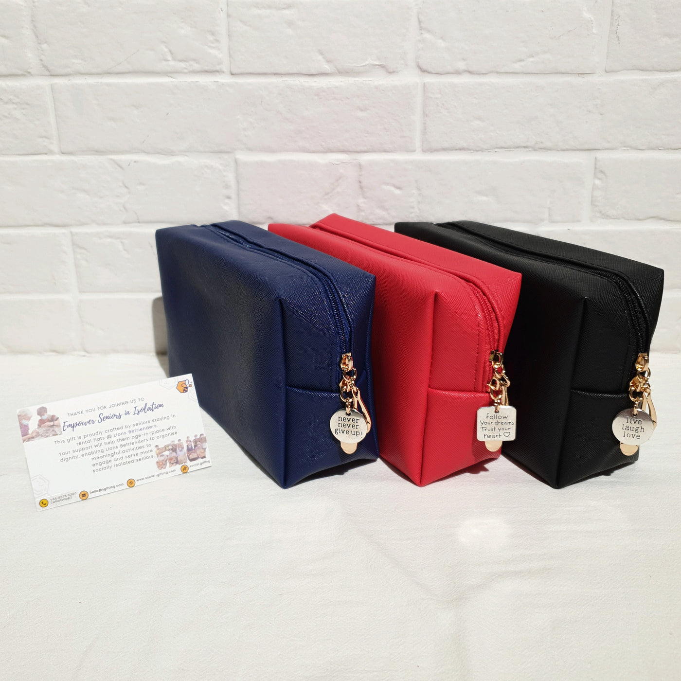 PU Leather Multi purpose pouch with Motivational charm