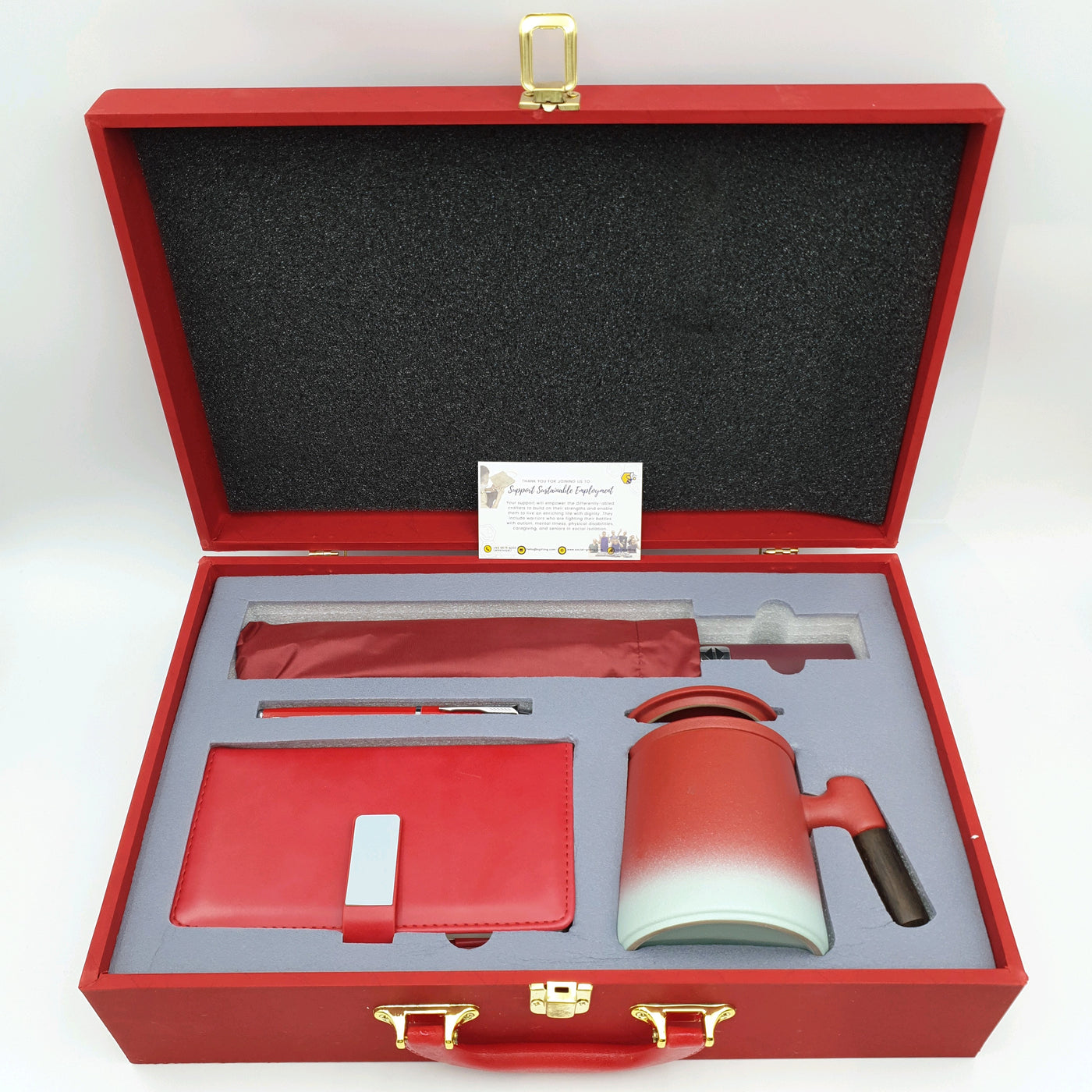 Gift Set - Tea Mug + Tea Strainer + Pen + Journal + Automatic Umbrella