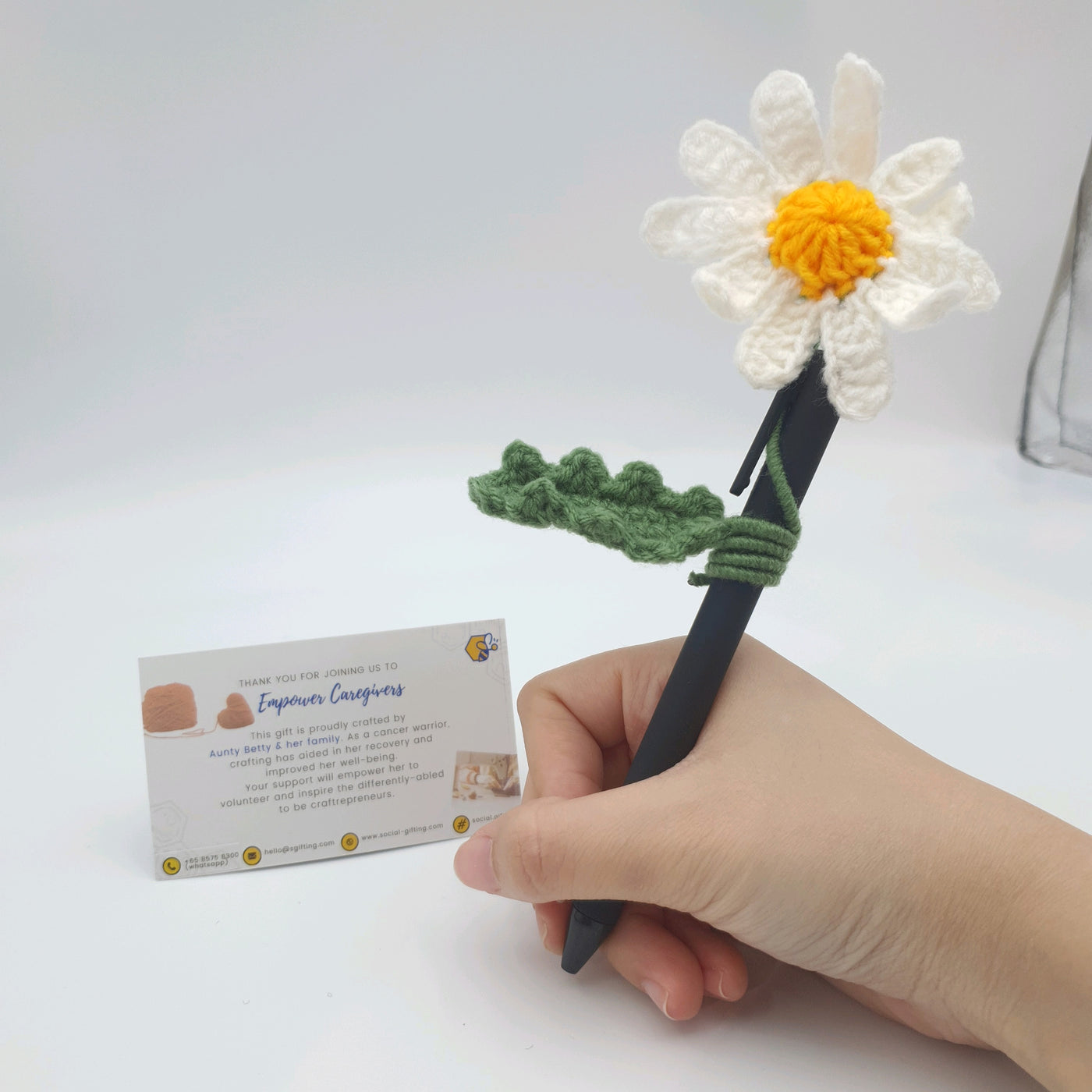 Crocheted Daisy with Pen