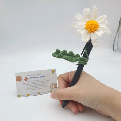 Crocheted Daisy with Pen