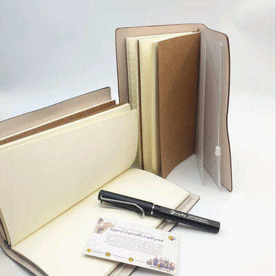 A6 PU Leather Journal with Motivational Charm and Pen