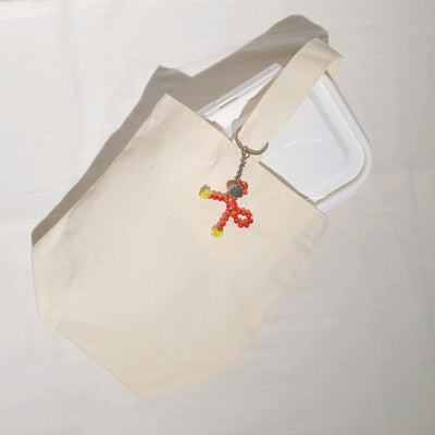 Lunch Canvas Bag with Ribbon Keychain and Motivational Charm