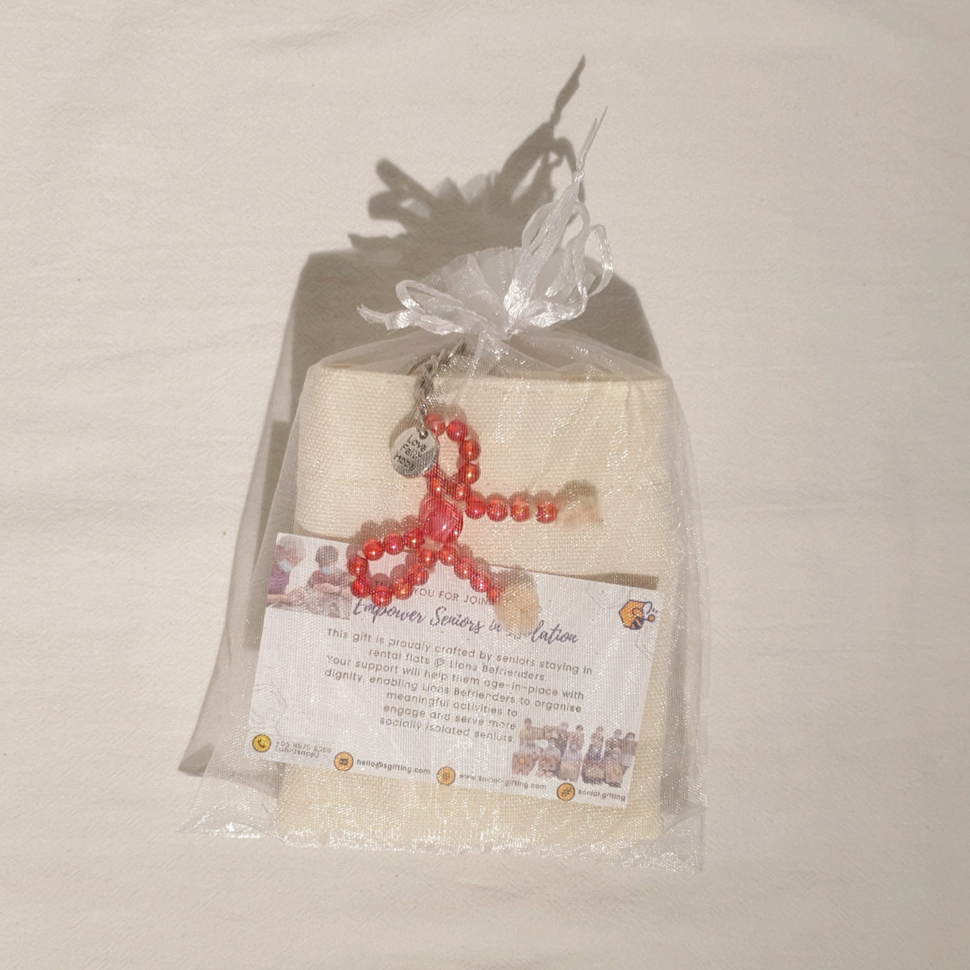 Lunch Canvas Bag with Ribbon Keychain and Motivational Charm