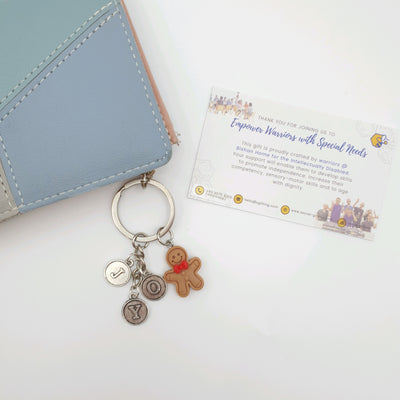 Joy Keychain with Gingerbread Charm