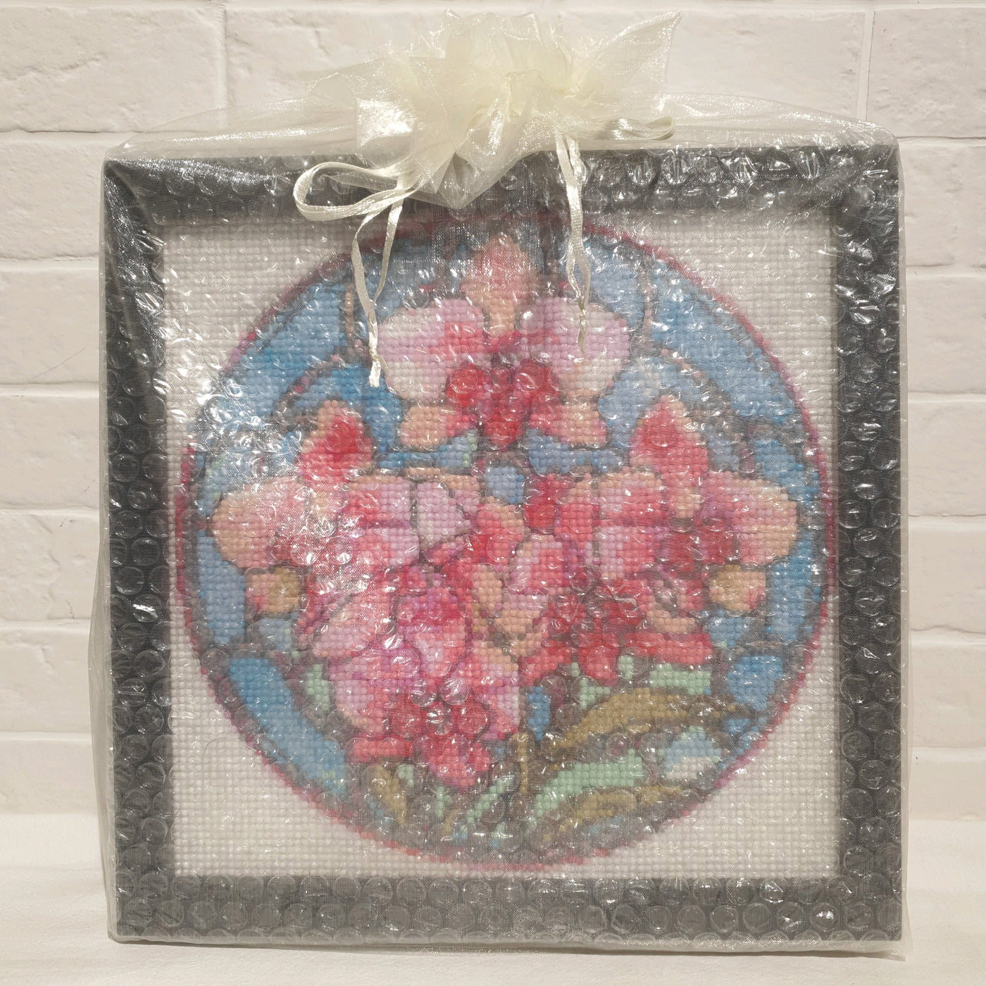 <Full Beads> Orchid Bouquet with Wooden Frame