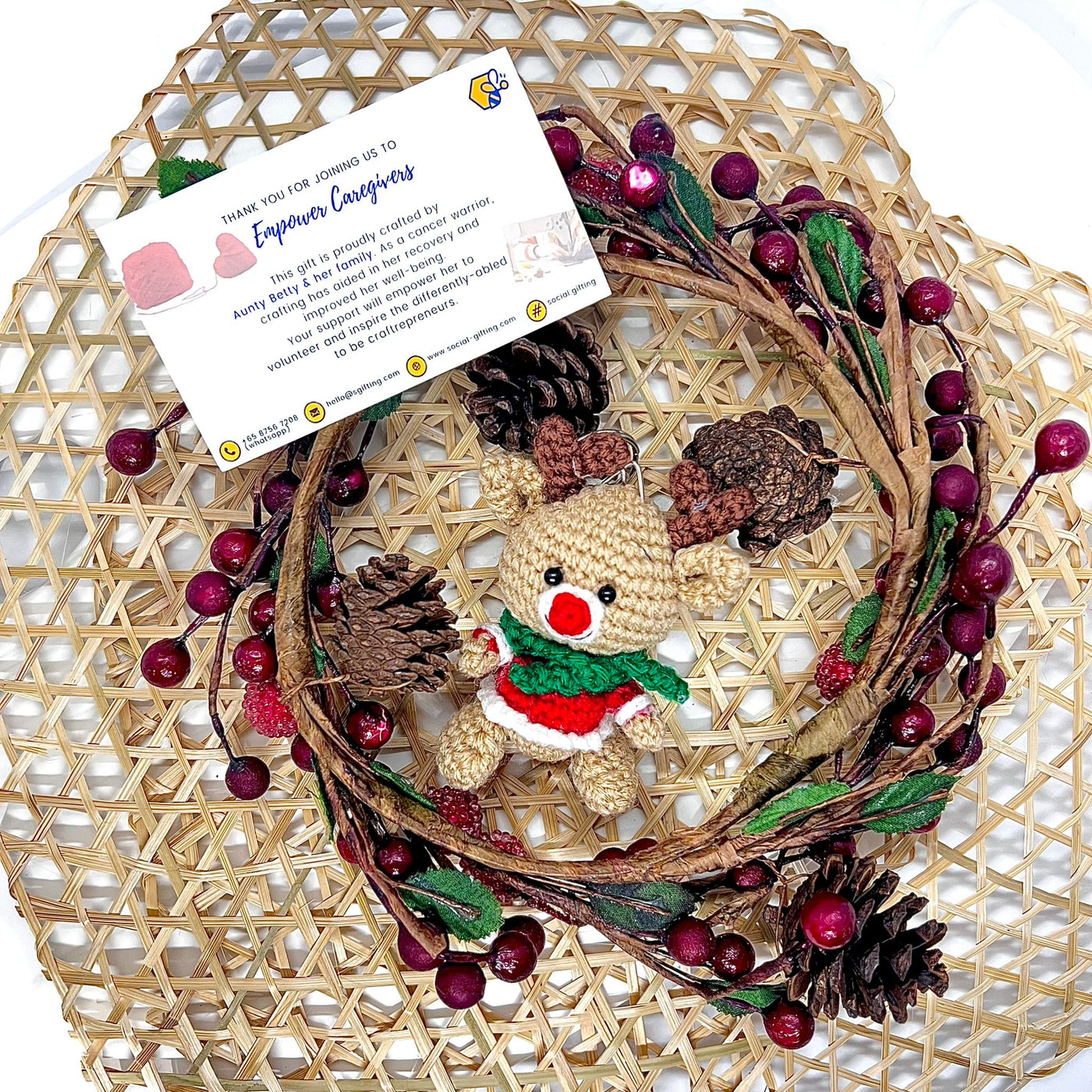 Hand Crocheted Christmas-Themed Key Ring