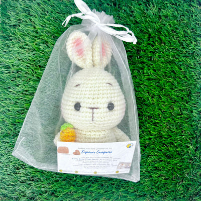 Hand Crocheted Rabbit Keychain with Carrot