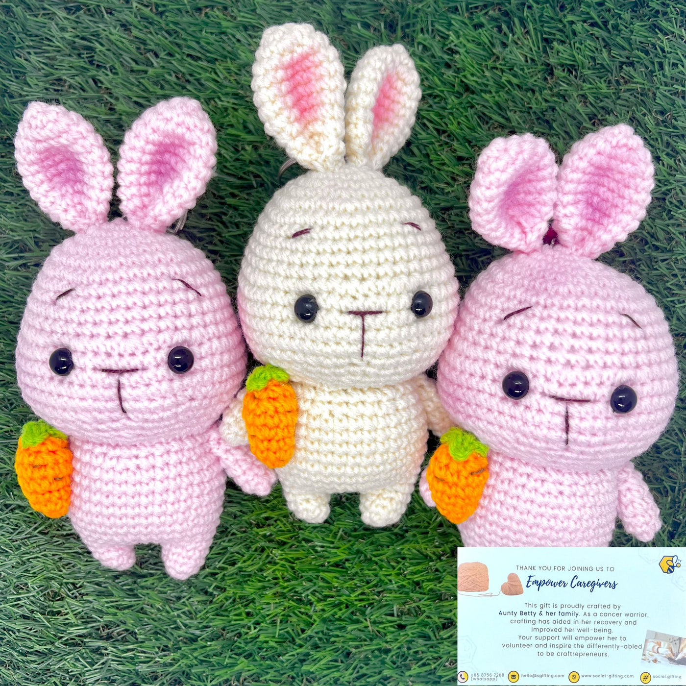 Hand Crocheted Rabbit Keychain with Carrot