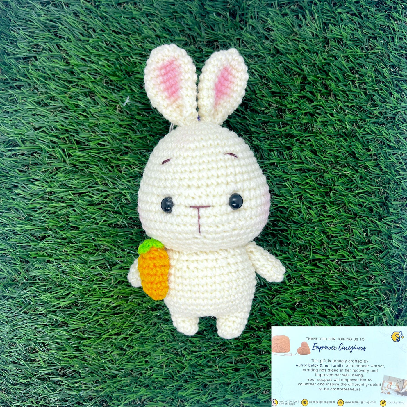 Hand Crocheted Rabbit Keychain with Carrot