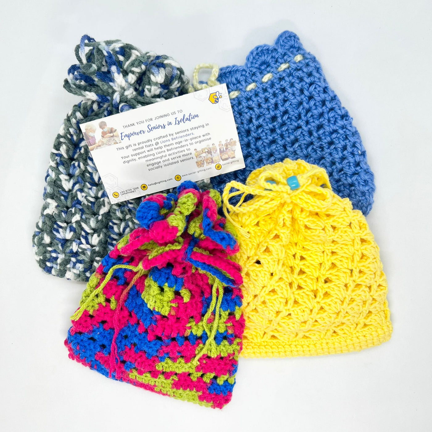 Crocheted Drawstring Pouches