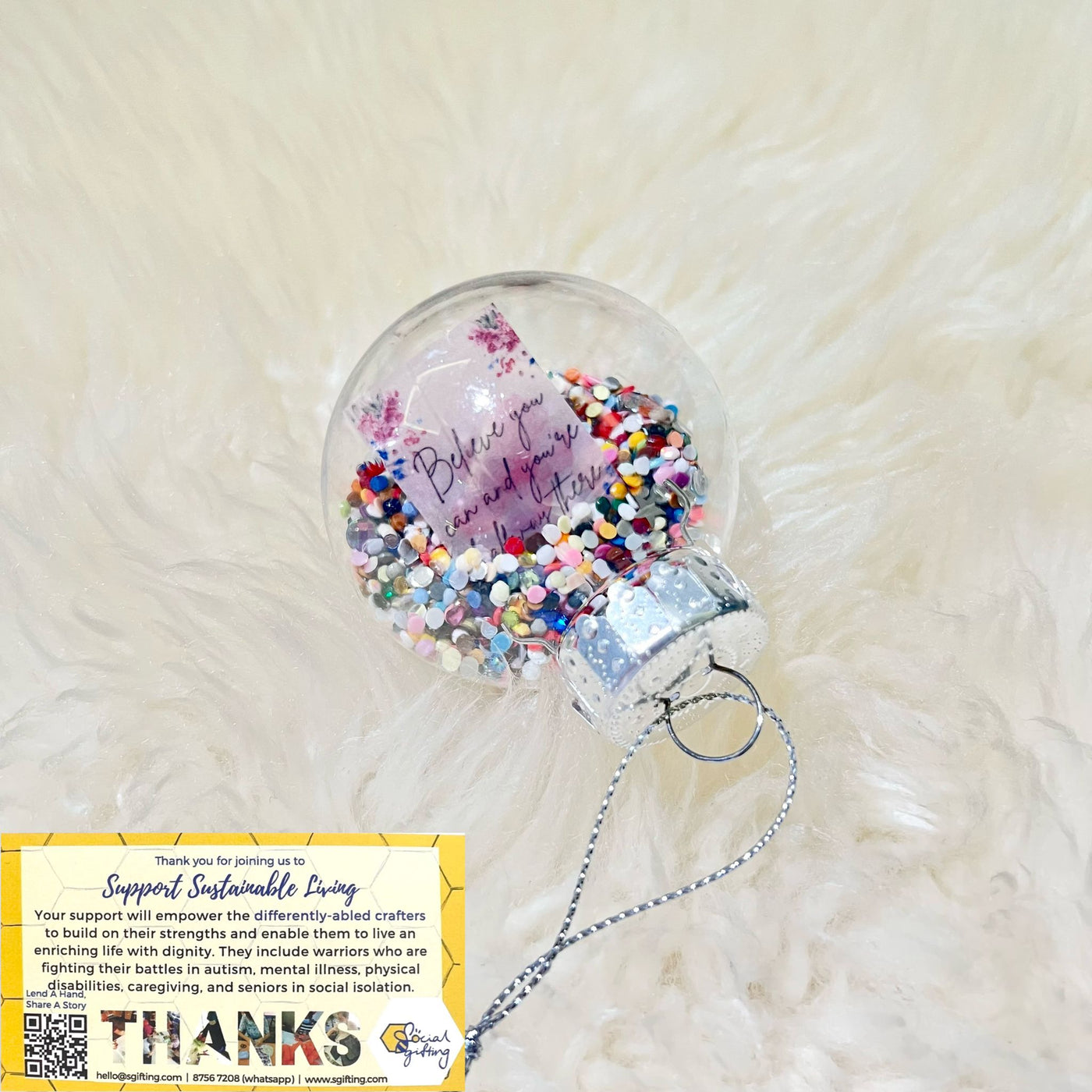 Transparent Christmas Bauble with Motivational Message