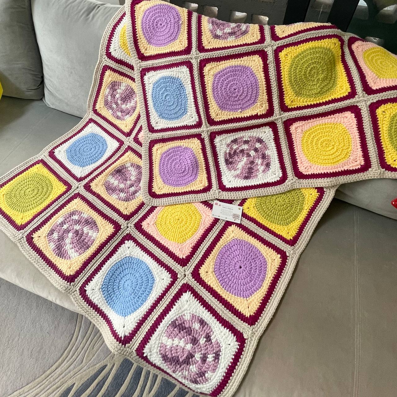 Hand-Crocheted Granny Square Blanket