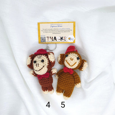 Hand Crocheted Animals Key Ring (Monkey with Hat)