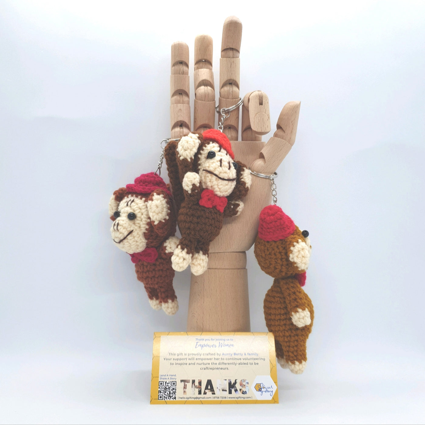 Hand Crocheted Animals Key Ring (Monkey with Hat)
