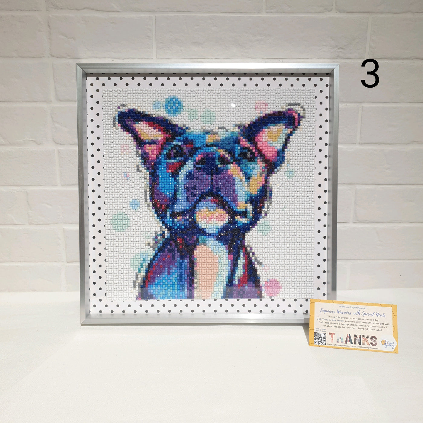 Pop Art Doggy Diamond Art with Sliver Frames