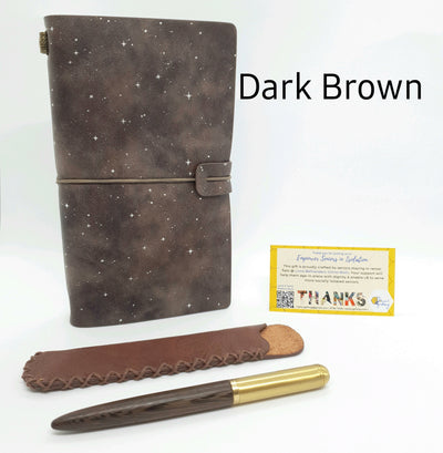 PU Leather Journal Set with Pen and Cover with Motivational Charm