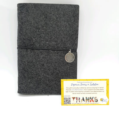 A6 Felt Binder Journal with Motivational Charm and Pen