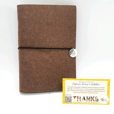 A6 Felt Binder Journal with Motivational Charm and Pen