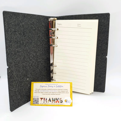 A6 Felt Binder Journal with Motivational Charm and Pen