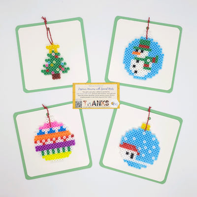 Square Christmas cards with Hama Beads Ornaments