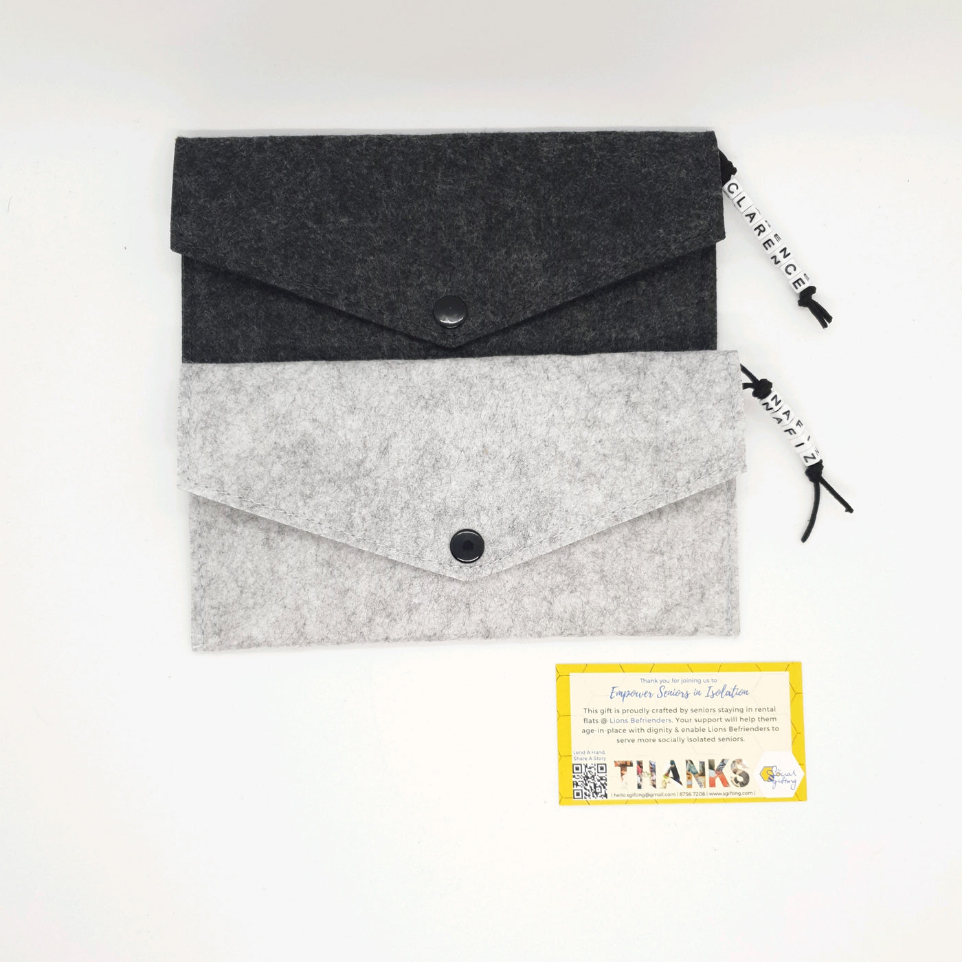 Flat Felt Pouch with Button