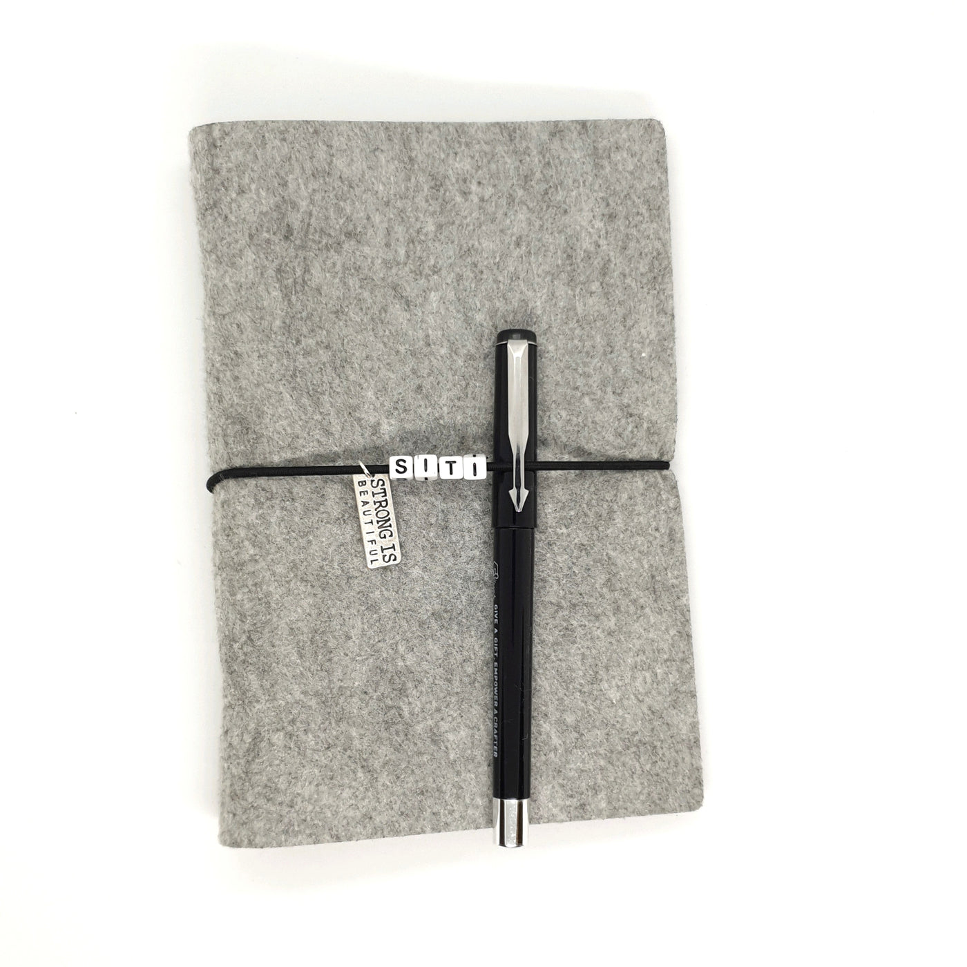 A6 Felt Binder Journal with Motivational Charm and Pen