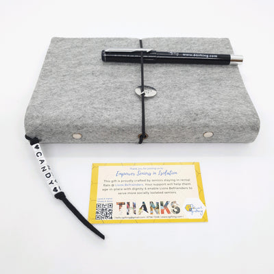 A6 Felt Binder Journal with Motivational Charm and Pen