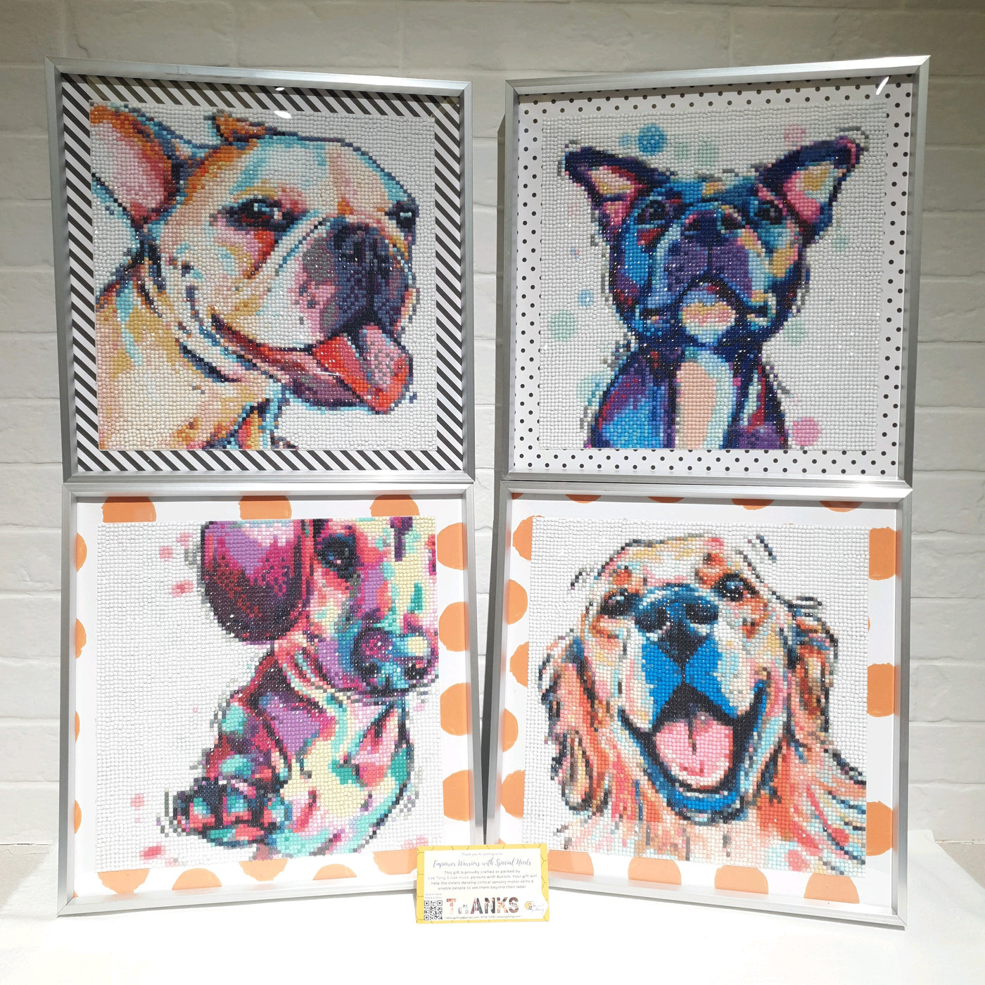 Pop Art Doggy Diamond Art with Sliver Frames