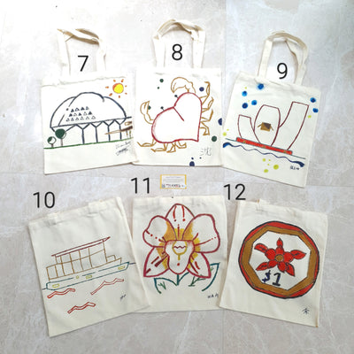 Singapore Iconic Landmarks and Food Paintings on Tote Bag