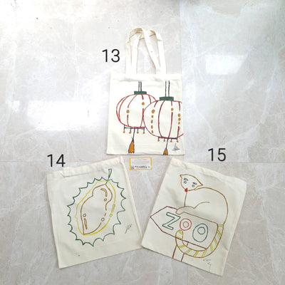 Singapore Iconic Landmarks and Food Paintings on Tote Bag