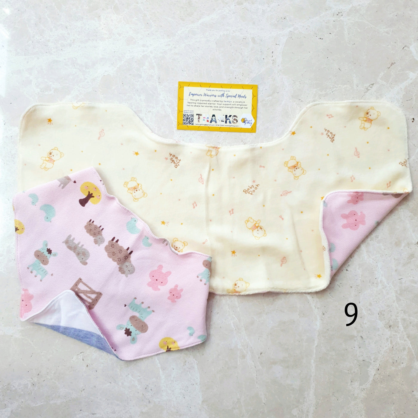 2 pcs  Baby Burp Cloth and Bib Set