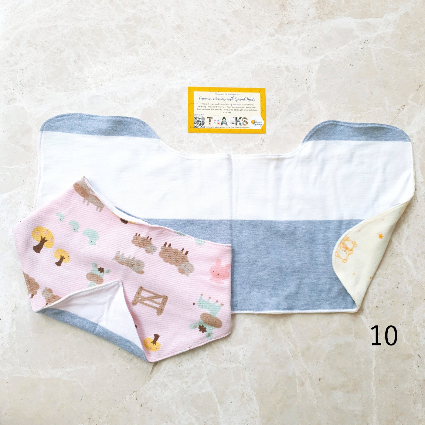 2 pcs  Baby Burp Cloth and Bib Set