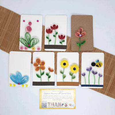 Thank you card with paper quilling