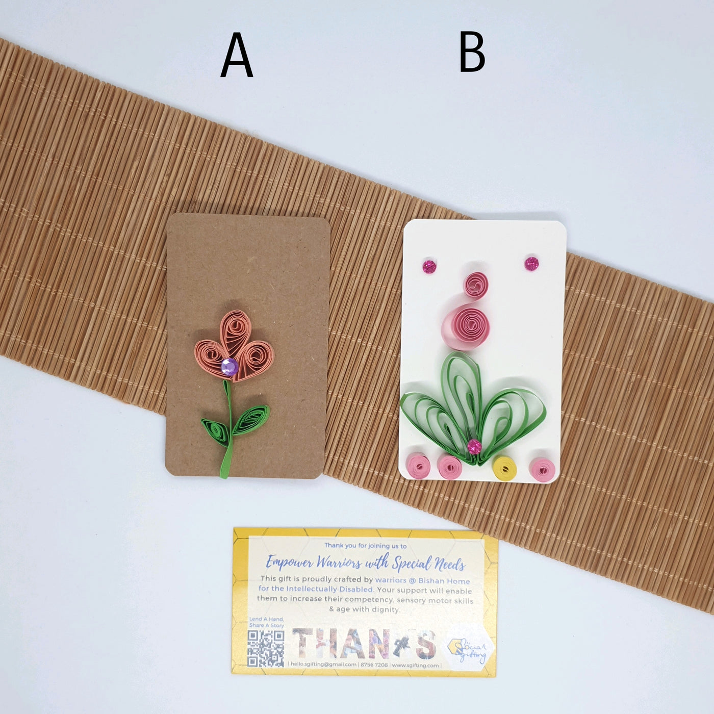 Thank you card with paper quilling