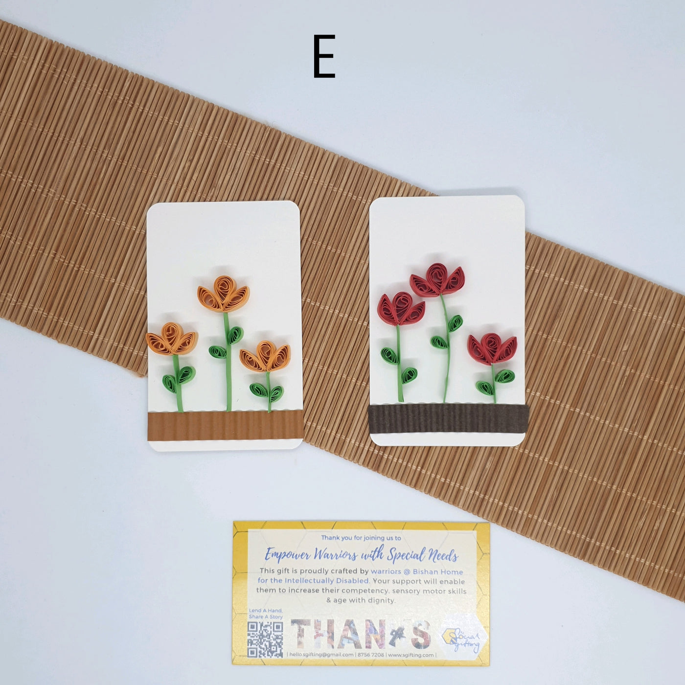 Thank you card with paper quilling