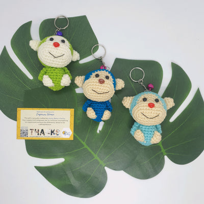 Hand Crocheted Monkey Key Ring